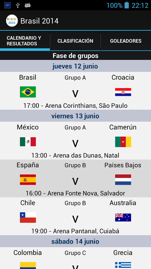 Calendario Brasil 2014